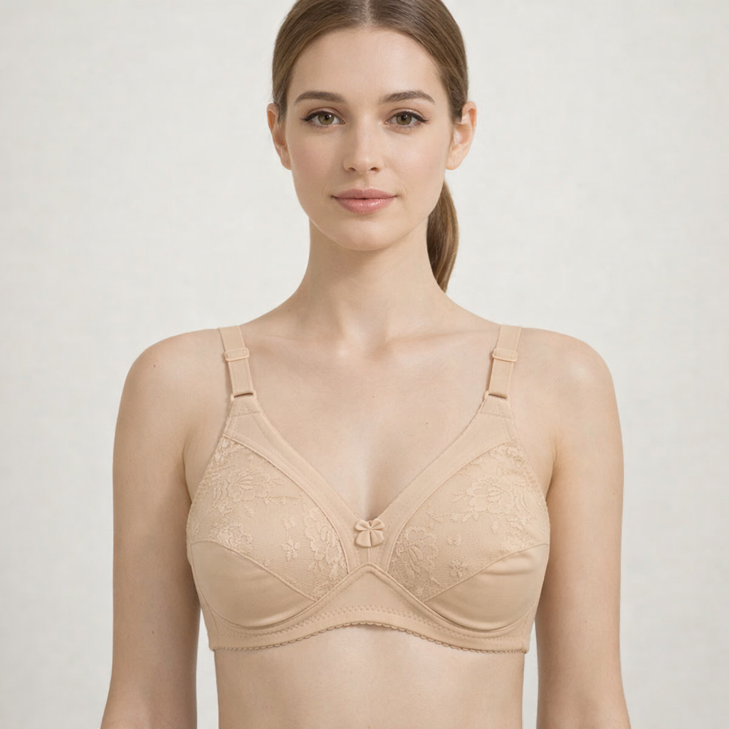 Pack of 4 Cotton Half-Embroidered Bras for Women | Non-Padded, Soft, Breathable & Comfortable Daily Wear