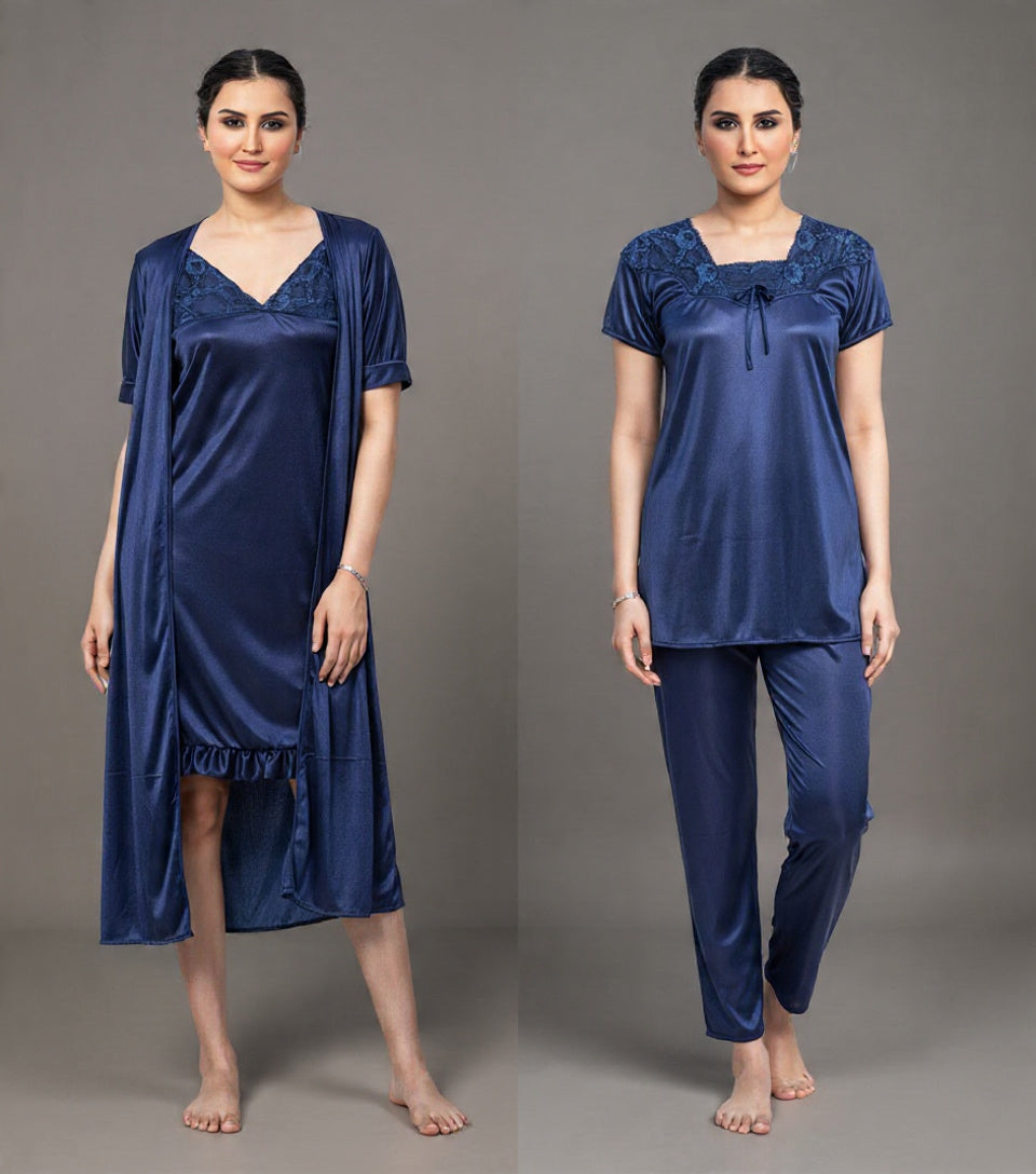 4-Piece Luxury Jersey Silk Nightwear Set