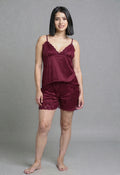 Luxury Jersey Silk 2-Piece Nightwear Set for Women | Camisole & Shorts with Lace