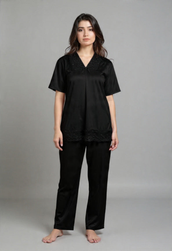 2 Piece Silk Nighty Set for Women – Soft & Comfortable Nightwear | Free Size