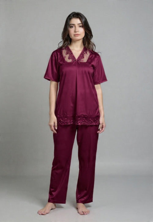 2 Piece Silk Nighty Set for Women – Soft & Comfortable Nightwear | Free Size