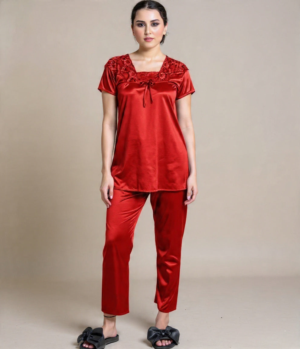 4-Piece Luxury Jersey Silk Nightwear Set